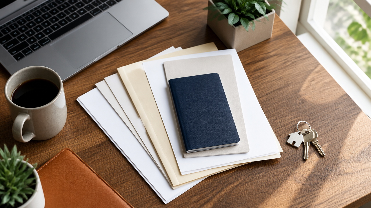 neatly arranged relocation documents