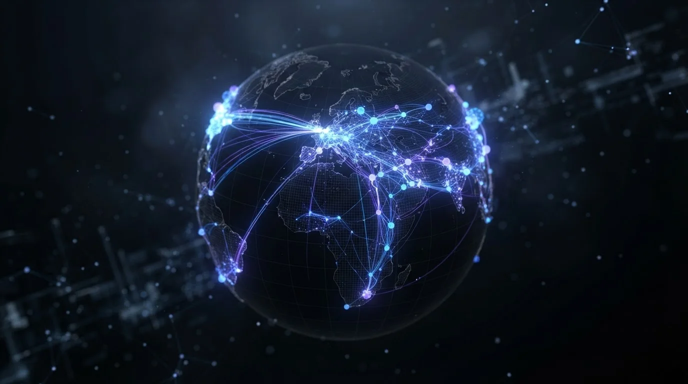 abstract 3d visual representing global data pipeline